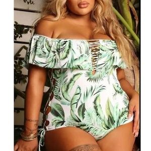 Fashion Nova Plus Size  Tropical Bathing Suit